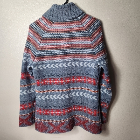 Woolrich Cumberland Charcoal Patterned 100% Lambswool Cardigan-Size M - Picture 8 of 10